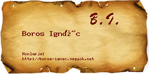 Boros Ignác névjegykártya