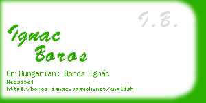 ignac boros business card